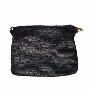 BCBGgenation crocodile print black pouch